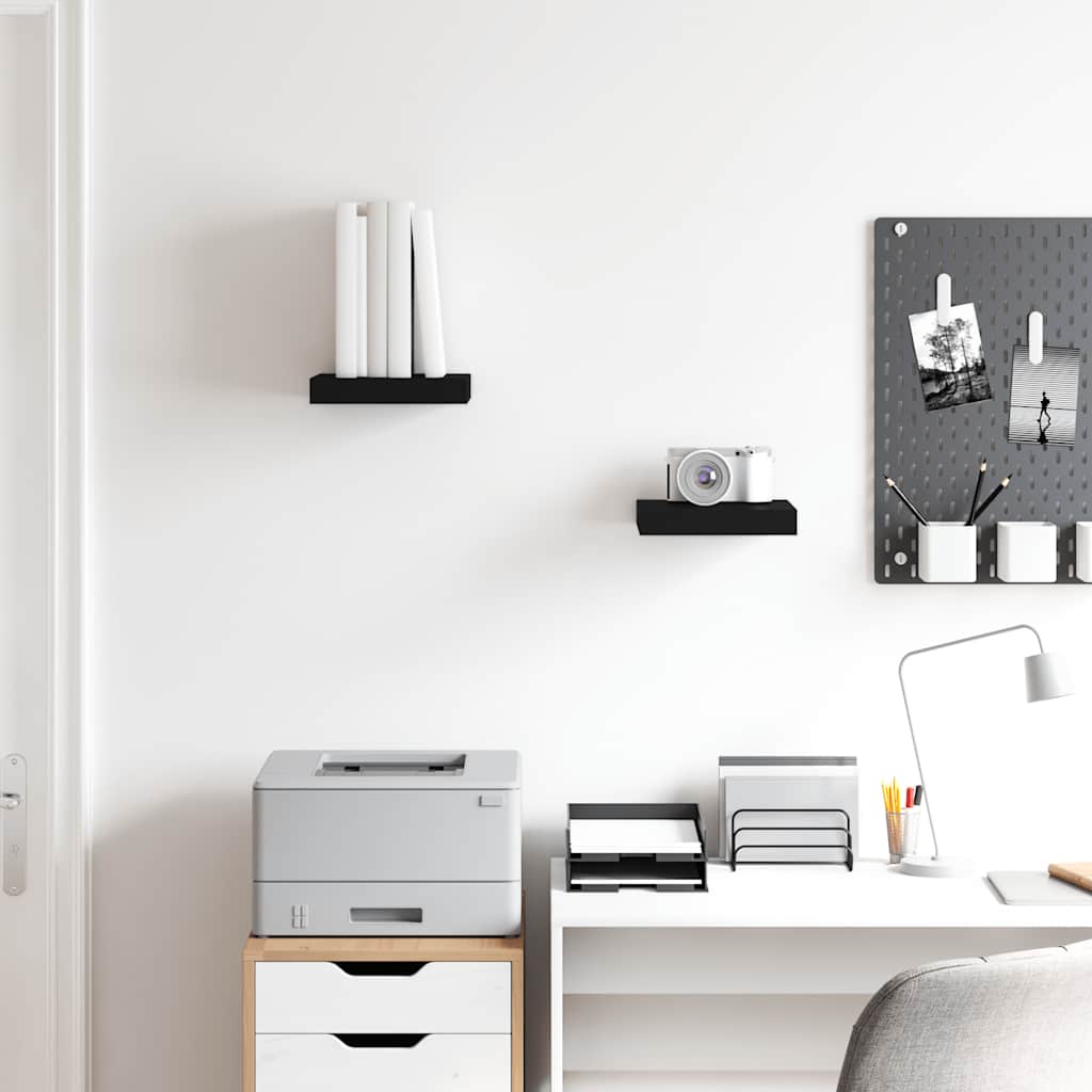 Scaffali a Parete 2 pz Neri 23x23,5x3,8 cm in MDF | homemem39