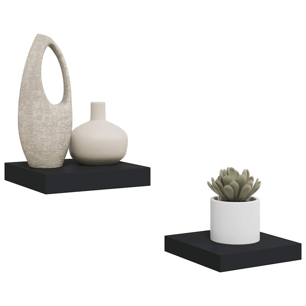 Scaffali a Parete 2 pz Neri 23x23,5x3,8 cm in MDF | homemem39
