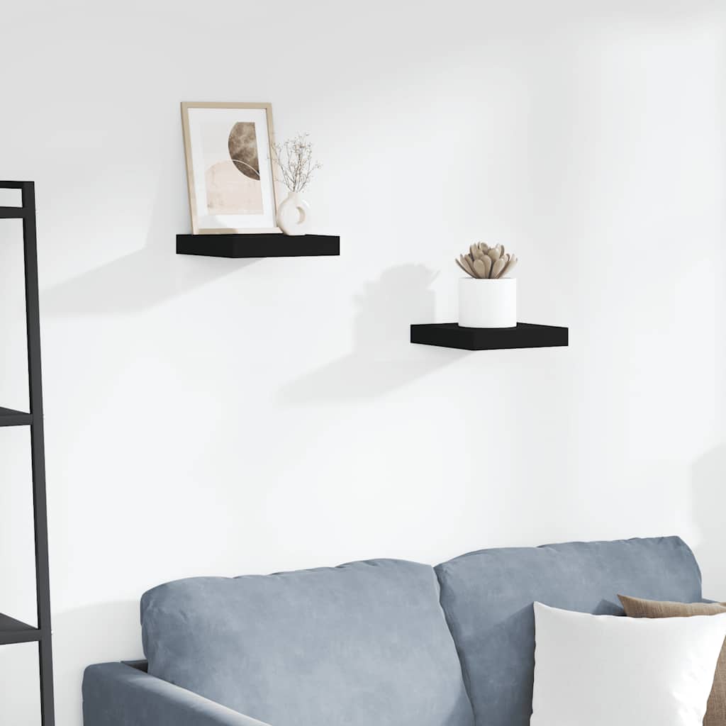 Scaffali a Parete 2 pz Neri 23x23,5x3,8 cm in MDF | homemem39