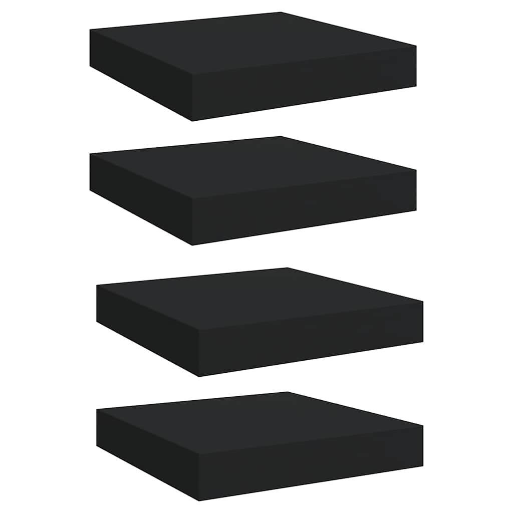 Scaffali a Parete 4 pz Neri 23x23,5x3,8 cm in MDF | homemem39