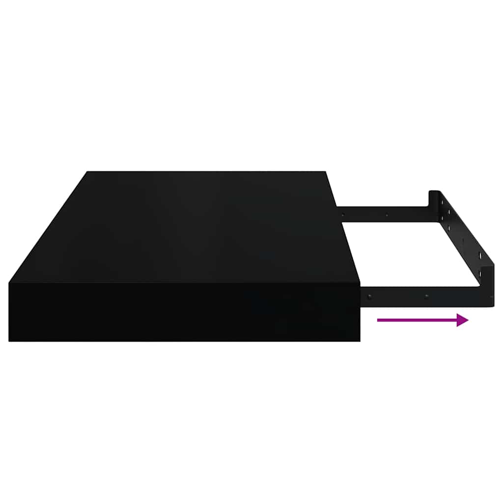 Scaffale a Parete Nero 40x23,5x3,8 cm in MDF | homemem39