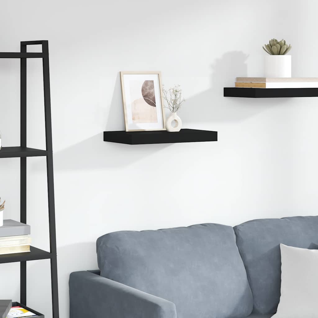 Scaffale a Parete Nero 40x23,5x3,8 cm in MDF | homemem39