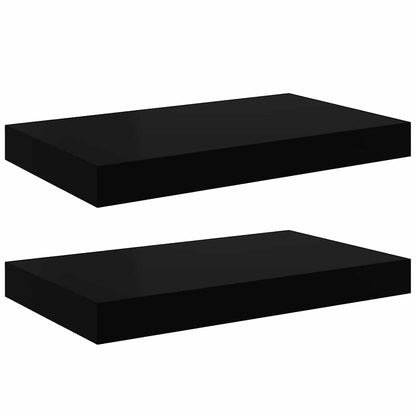 Scaffali a Parete 2 pz Neri 40x23,5x3,8 cm in MDF | homemem39