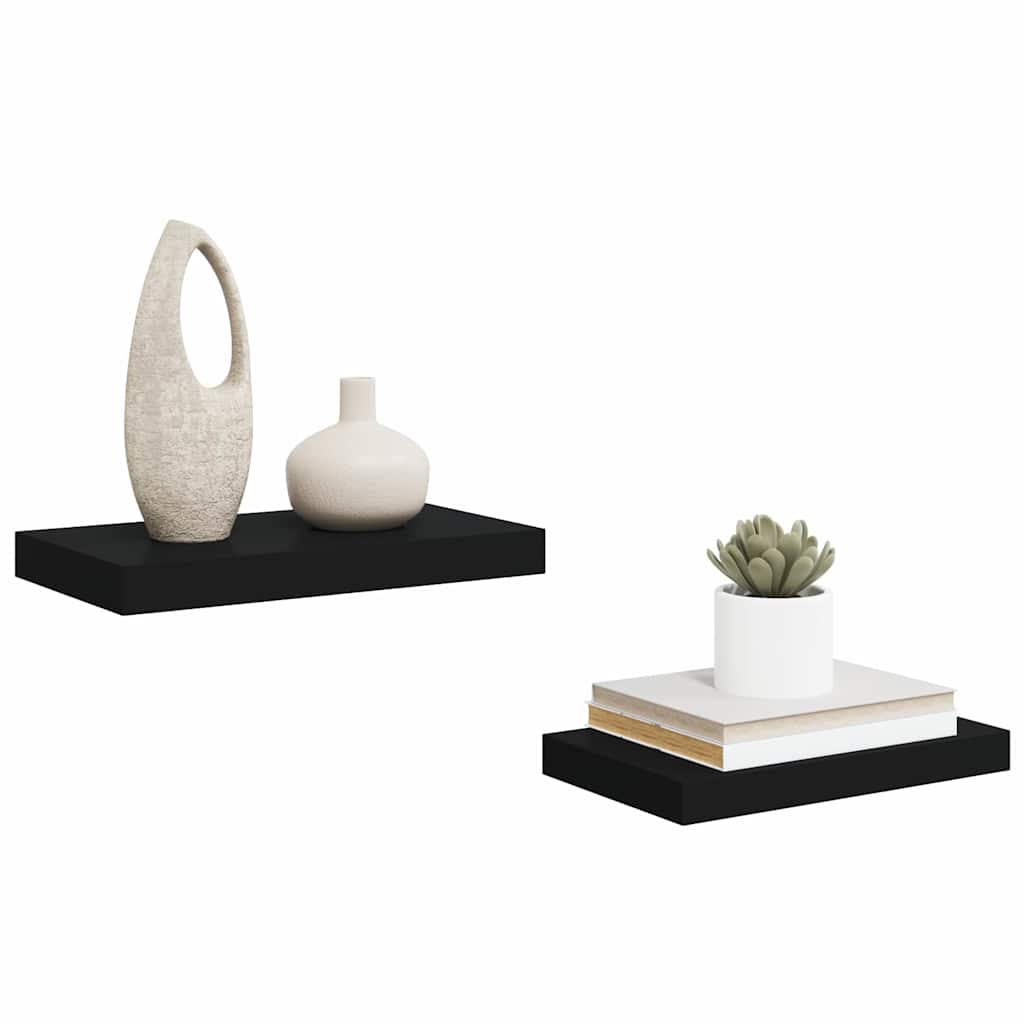 Scaffali a Parete 2 pz Neri 40x23,5x3,8 cm in MDF | homemem39