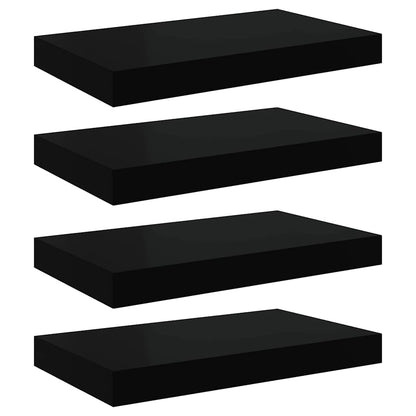 Scaffali a Parete 4 pz Neri 40x23,5x3,8 cm in MDF | homemem39
