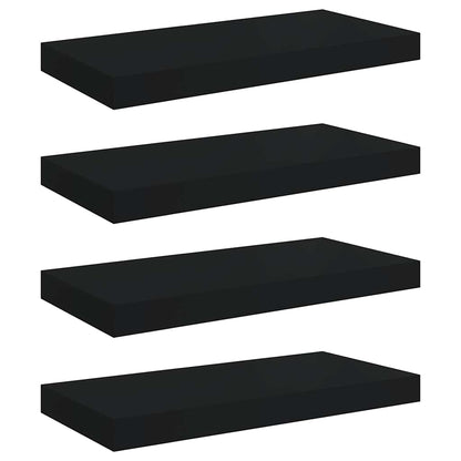 Scaffali a Parete 4 pz Neri 50x23,5x3,8 cm in MDF | homemem39