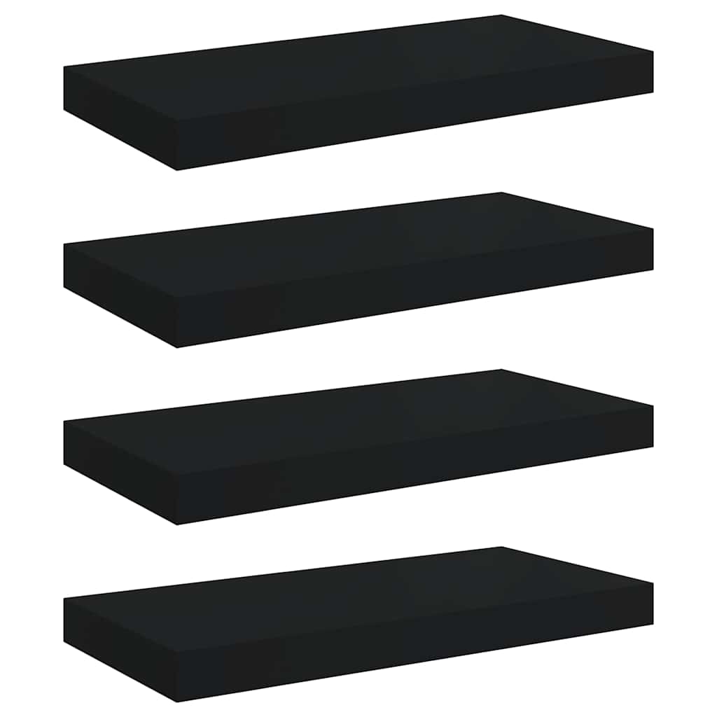 Scaffali a Parete 4 pz Neri 50x23,5x3,8 cm in MDF