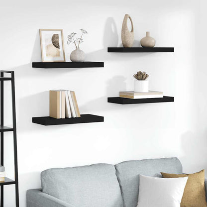 Scaffali a Parete 4 pz Neri 50x23,5x3,8 cm in MDF | homemem39