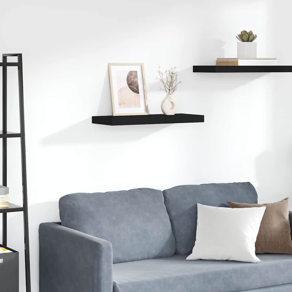 Scaffale a Parete Nero 60x23,5x3,8 cm in MDF