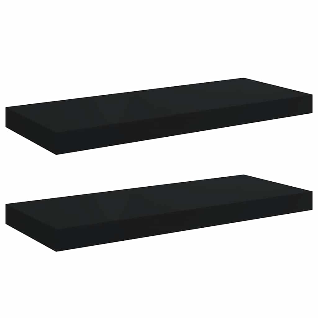 Scaffali a Parete 2 pz Neri 60x23,5x3,8 cm in MDF | homemem39