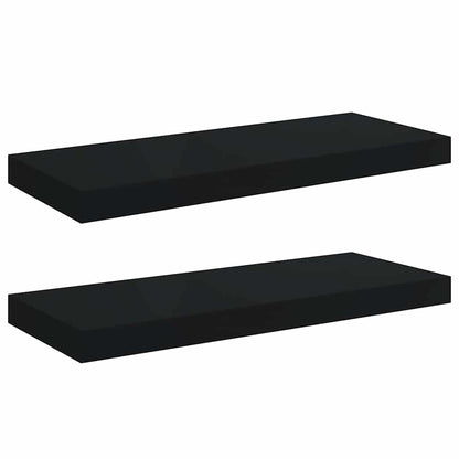 Scaffali a Parete 2 pz Neri 60x23,5x3,8 cm in MDF