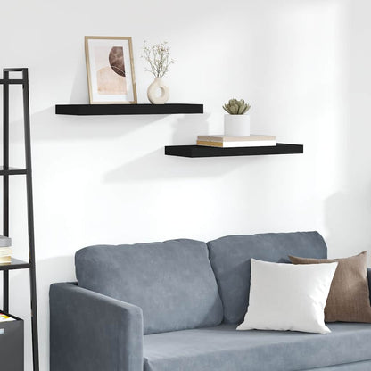 Scaffali a Parete 2 pz Neri 60x23,5x3,8 cm in MDF | homemem39