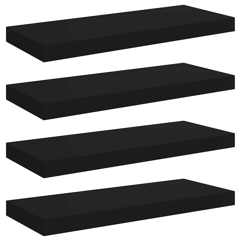 Scaffali a Parete 4 pz Neri 60x23,5x3,8 cm in MDF | homemem39