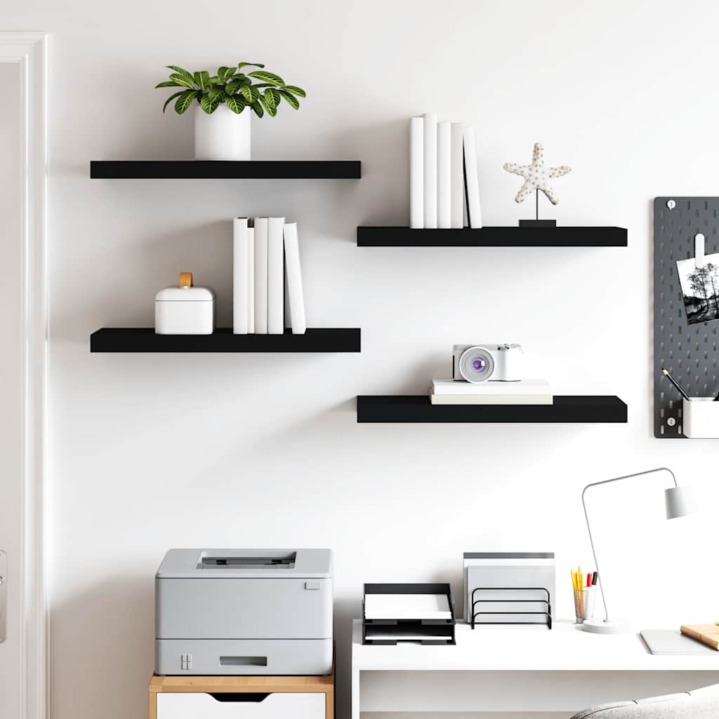 Scaffali a Parete 4 pz Neri 60x23,5x3,8 cm in MDF | homemem39