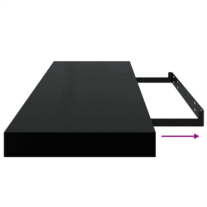 Scaffale a Parete Nero 80x23,5x3,8 cm in MDF | homemem39