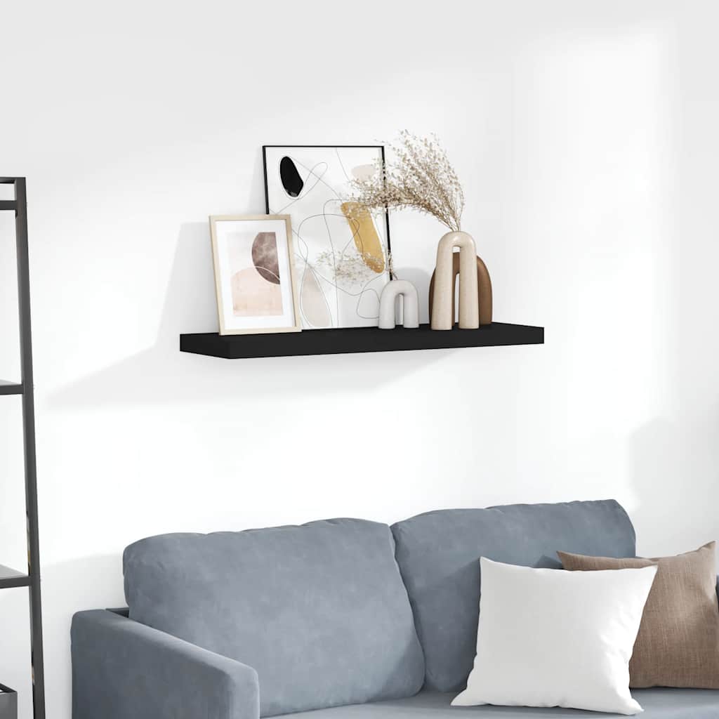 Scaffale a Parete Nero 80x23,5x3,8 cm in MDF | homemem39