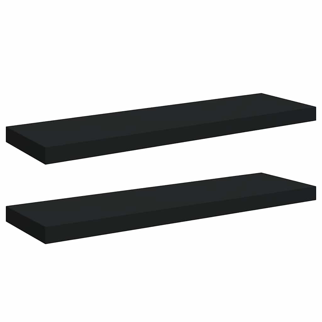 Scaffali a Parete 2 pz Neri 80x23,5x3,8 cm in MDF | homemem39