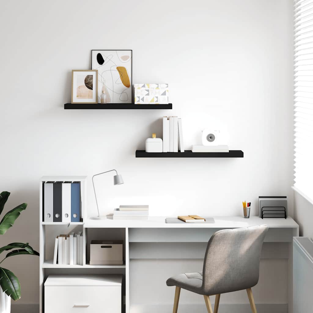 Scaffali a Parete 2 pz Neri 80x23,5x3,8 cm in MDF | homemem39