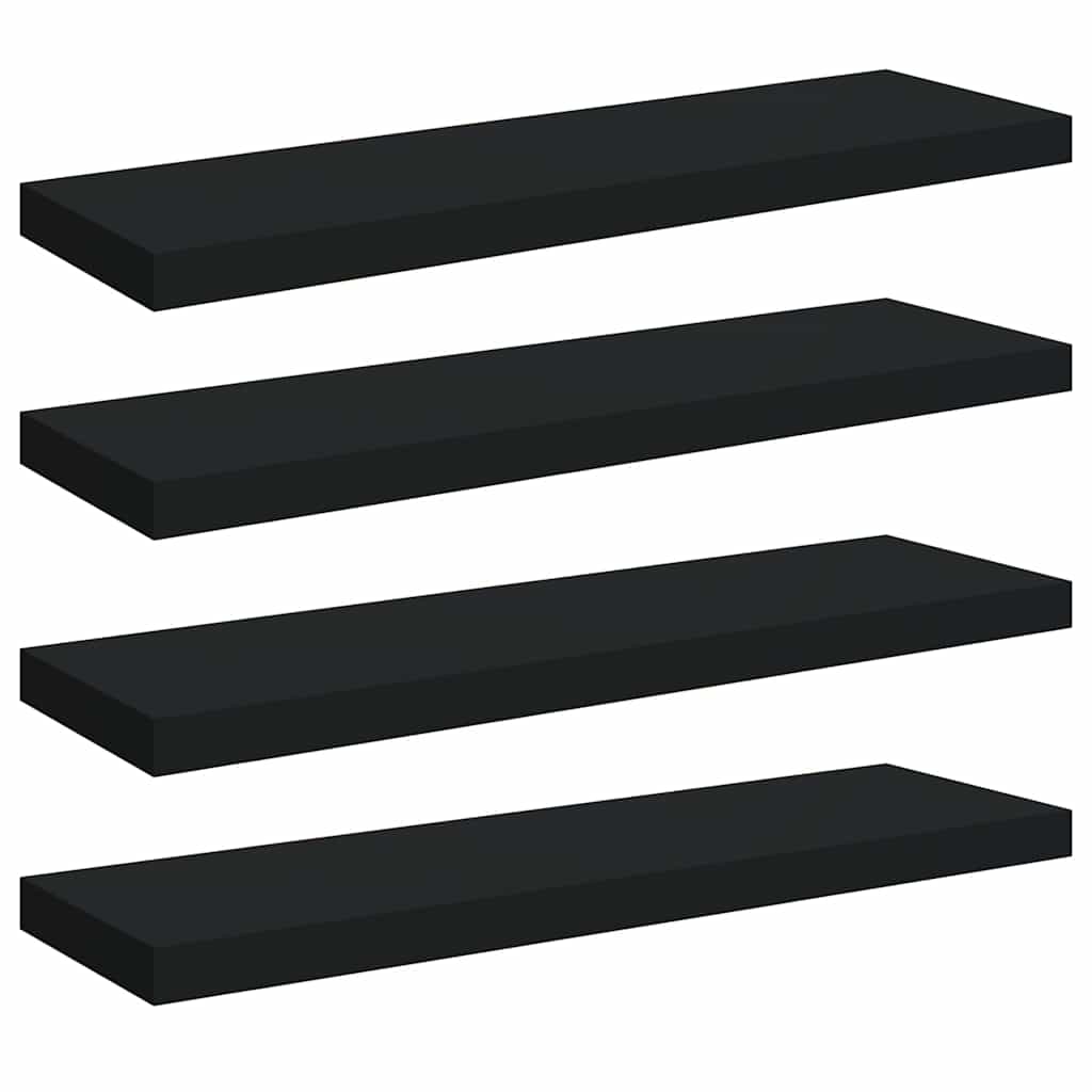 Scaffali a Parete 4 pz Neri 80x23,5x3,8 cm in MDF
