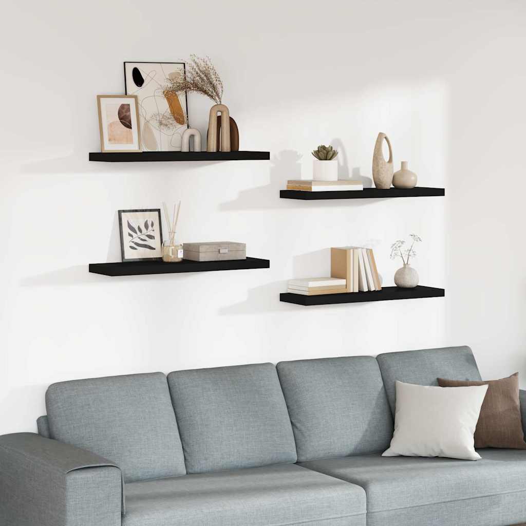 Scaffali a Parete 4 pz Neri 80x23,5x3,8 cm in MDF
