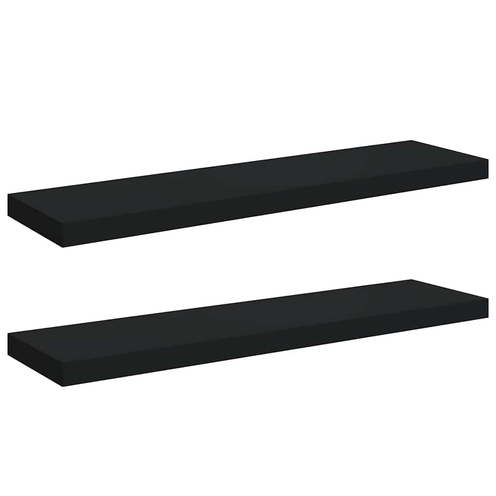 Scaffali a Parete 2 pz Neri 90x23,5x3,8 cm in MDF