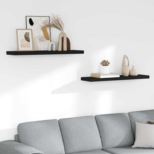 Scaffali a Parete 2 pz Neri 90x23,5x3,8 cm in MDF | homemem39