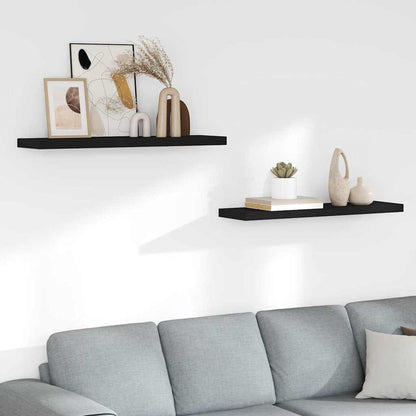 Scaffali a Parete 2 pz Neri 90x23,5x3,8 cm in MDF