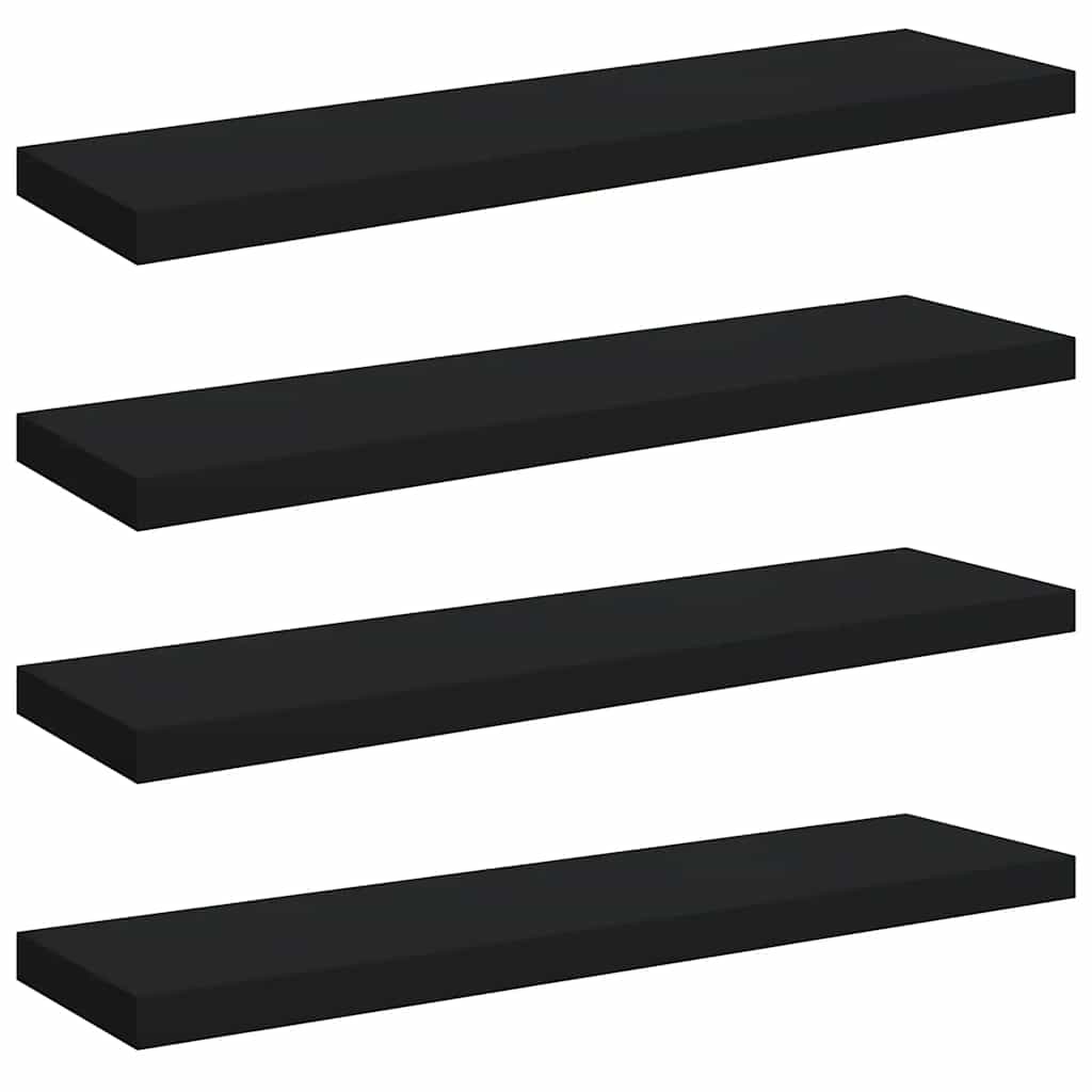 Scaffali a Parete 4 pz Neri 90x23,5x3,8 cm in MDF | homemem39