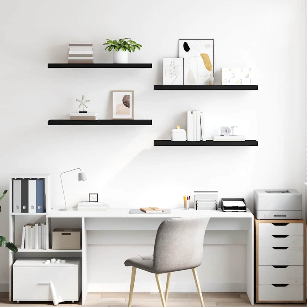 Scaffali a Parete 4 pz Neri 90x23,5x3,8 cm in MDF | homemem39
