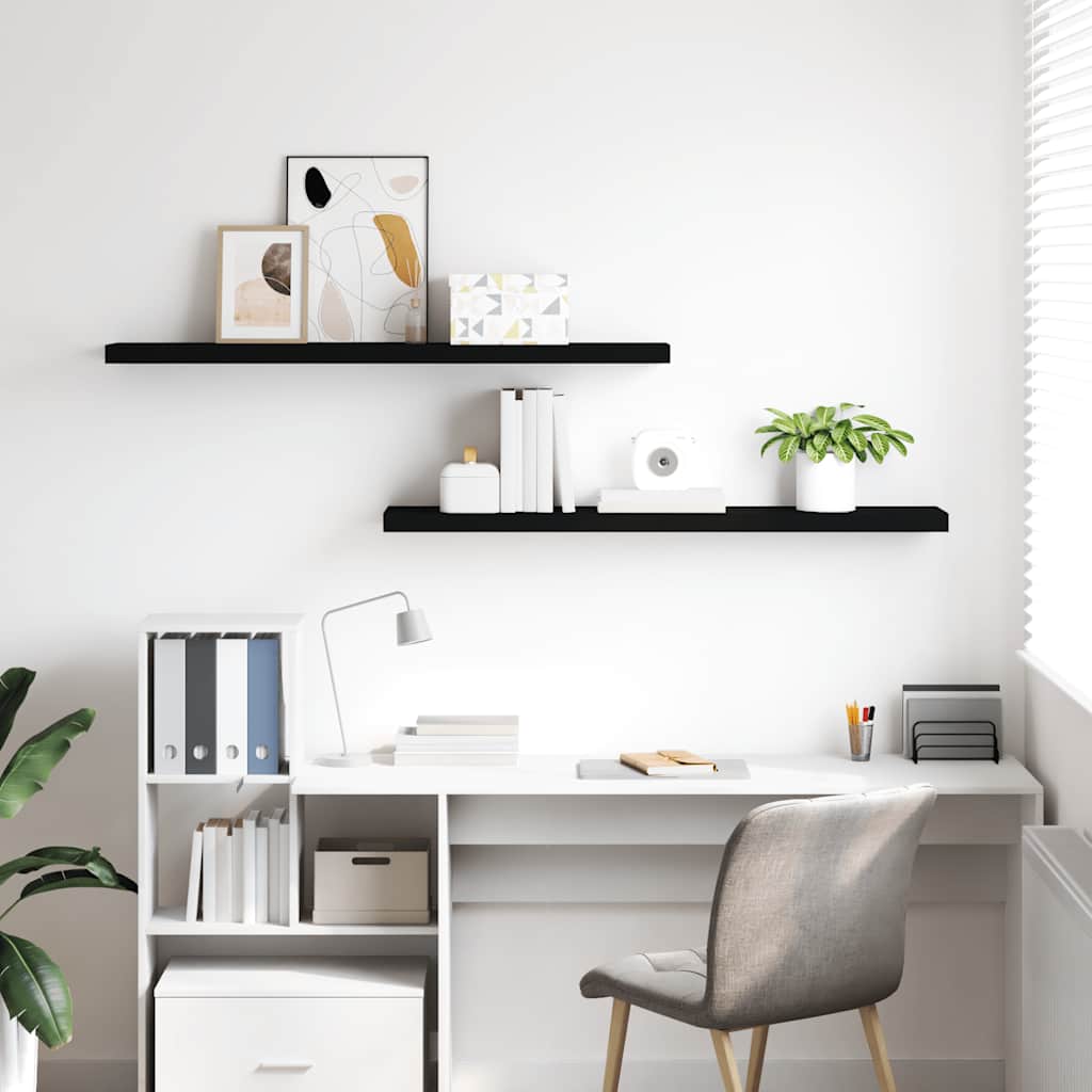 Scaffali a Parete 2 pz Neri 120x23,5x3,8 cm in MDF | homemem39