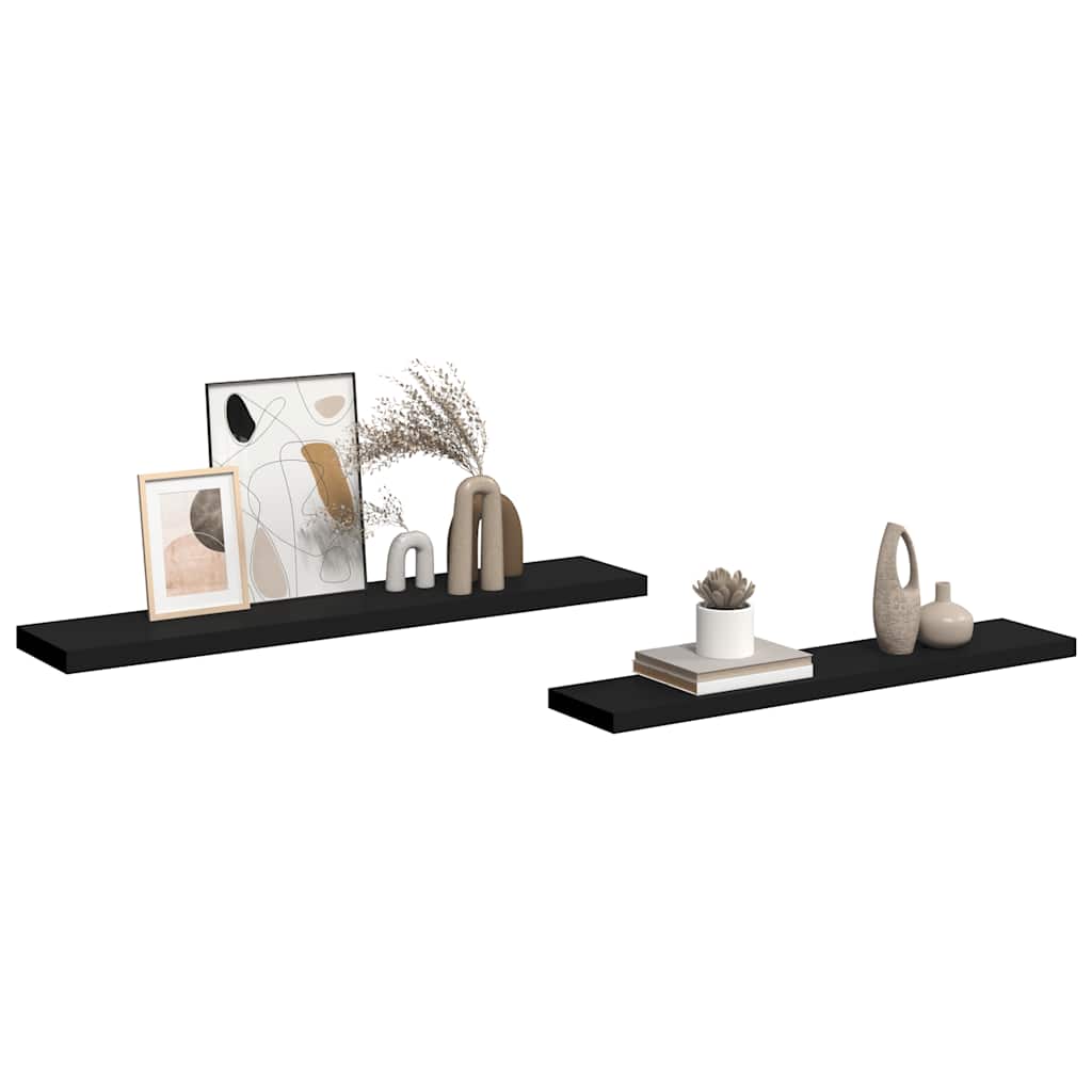 Scaffali a Parete 2 pz Neri 120x23,5x3,8 cm in MDF | homemem39