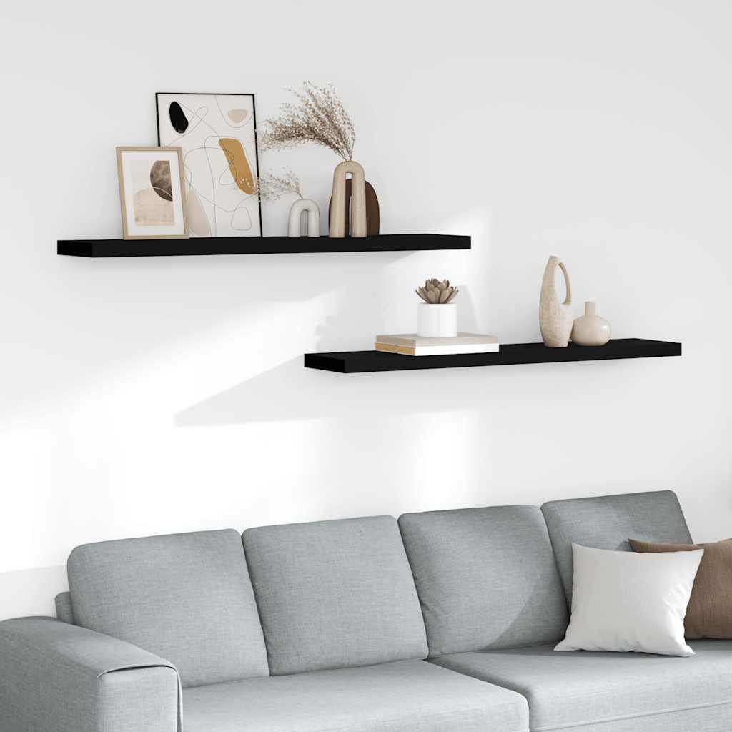Scaffali a Parete 2 pz Neri 120x23,5x3,8 cm in MDF | homemem39