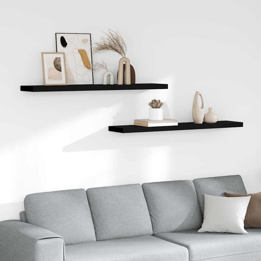 Scaffali a Parete 2 pz Neri 120x23,5x3,8 cm in MDF | homemem39