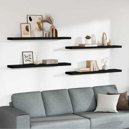 Scaffali a Parete 4 pz Neri 120x23,5x3,8 cm in MDF | homemem39