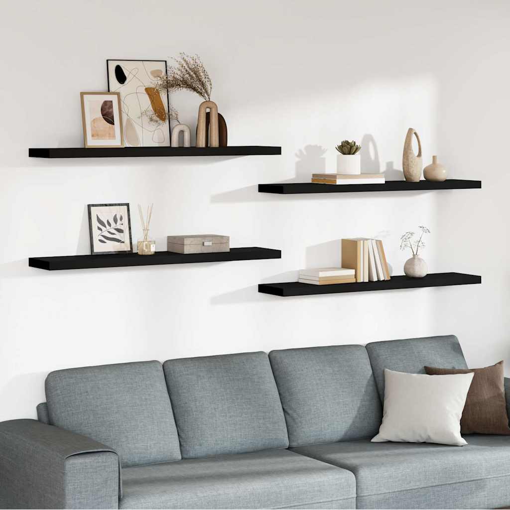 Scaffali a Parete 4 pz Neri 120x23,5x3,8 cm in MDF