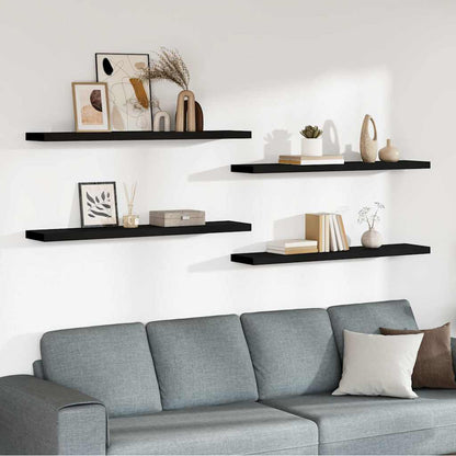 Scaffali a Parete 4 pz Neri 120x23,5x3,8 cm in MDF