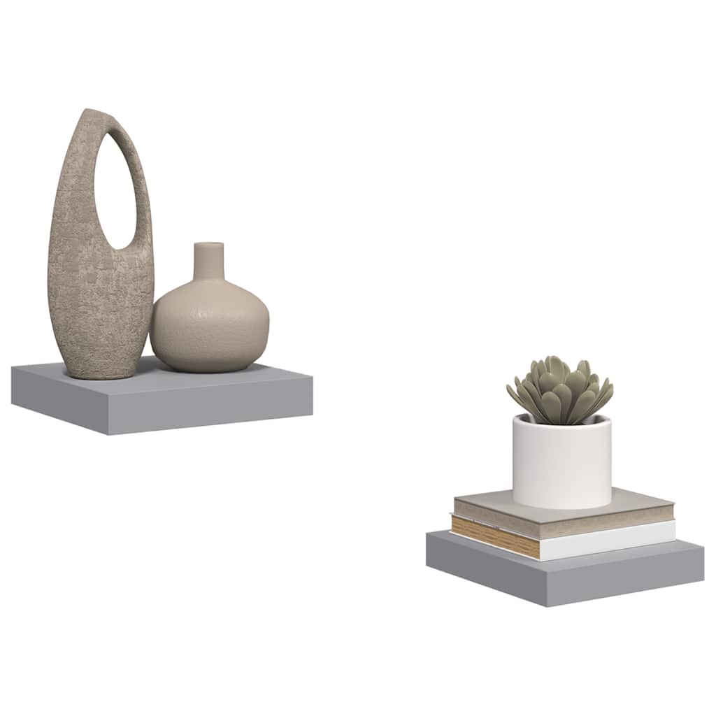 Scaffali a Parete 2 pz Grigi 23x23,5x3,8 cm in MDF | homemem39