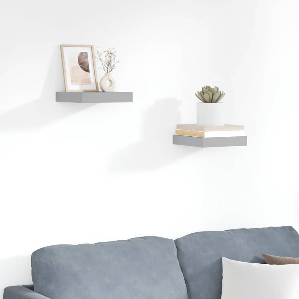Scaffali a Parete 2 pz Grigi 23x23,5x3,8 cm in MDF | homemem39