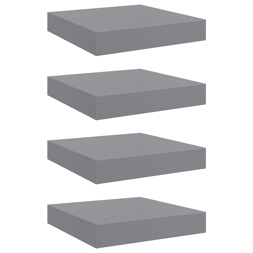 Scaffali a Parete 4 pz Grigi 23x23,5x3,8 cm in MDF