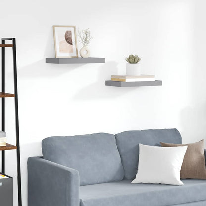 Scaffali a Parete 2 pz Grigi 40x23,5x3,8 cm in MDF | homemem39
