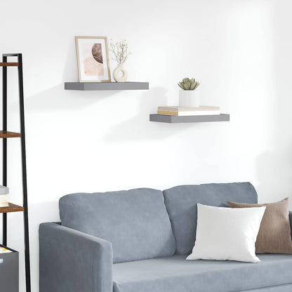 Scaffali a Parete 2 pz Grigi 40x23,5x3,8 cm in MDF