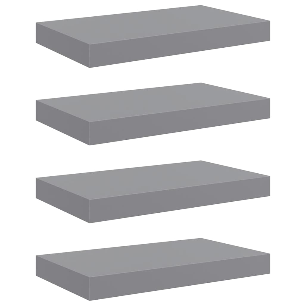 Scaffali a Parete 4 pz Grigi 40x23,5x3,8 cm in MDF | homemem39