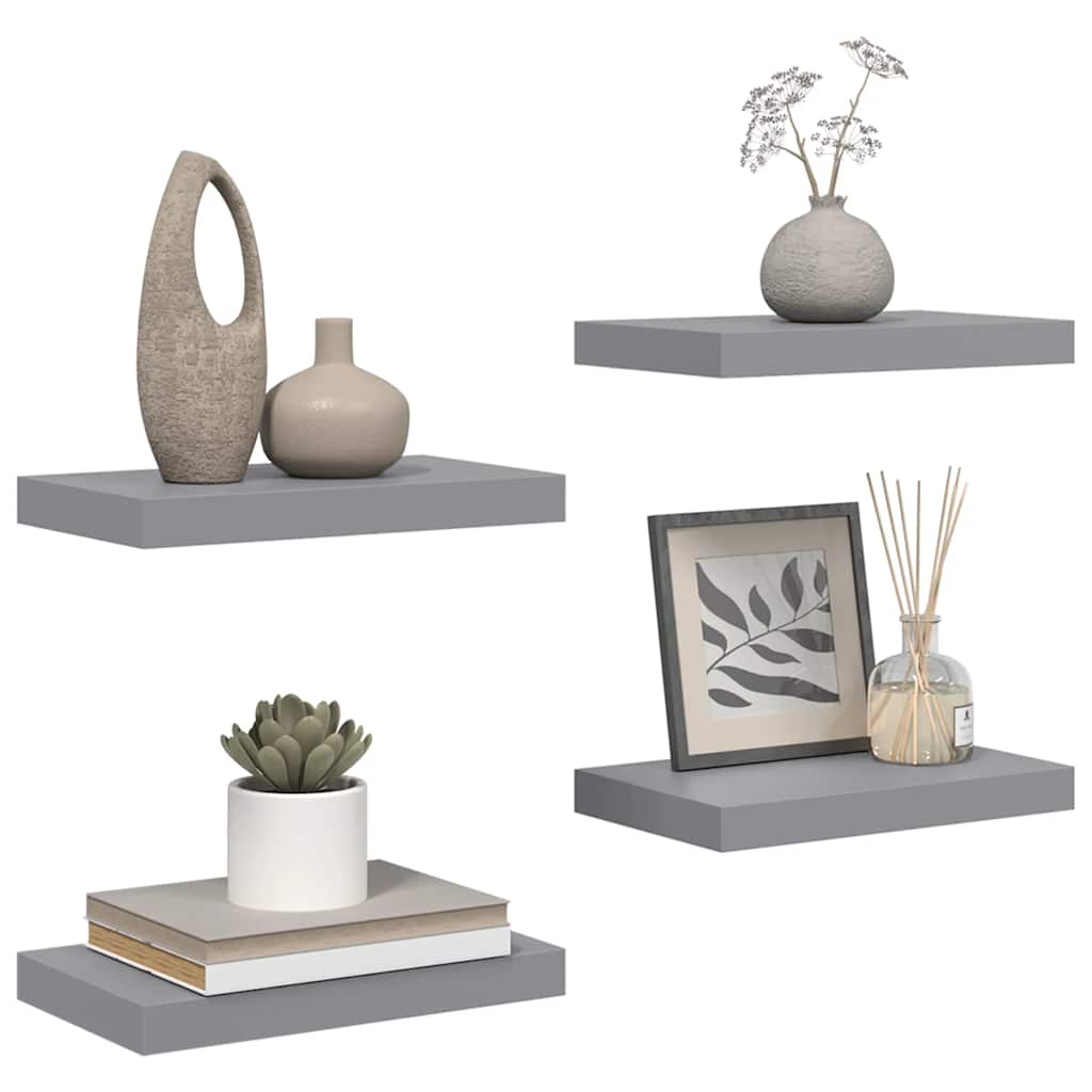 Scaffali a Parete 4 pz Grigi 40x23,5x3,8 cm in MDF | homemem39