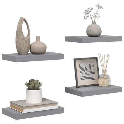 Scaffali a Parete 4 pz Grigi 40x23,5x3,8 cm in MDF | homemem39