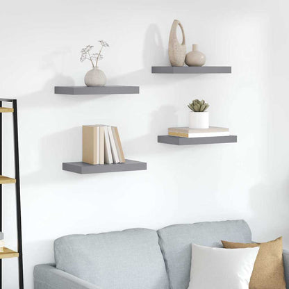 Scaffali a Parete 4 pz Grigi 40x23,5x3,8 cm in MDF | homemem39