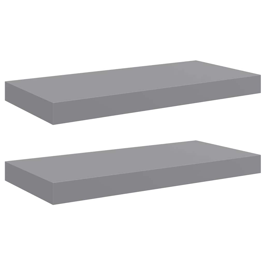 Scaffali a Parete 2 pz Grigi 50x23,5x3,8 cm in MDF