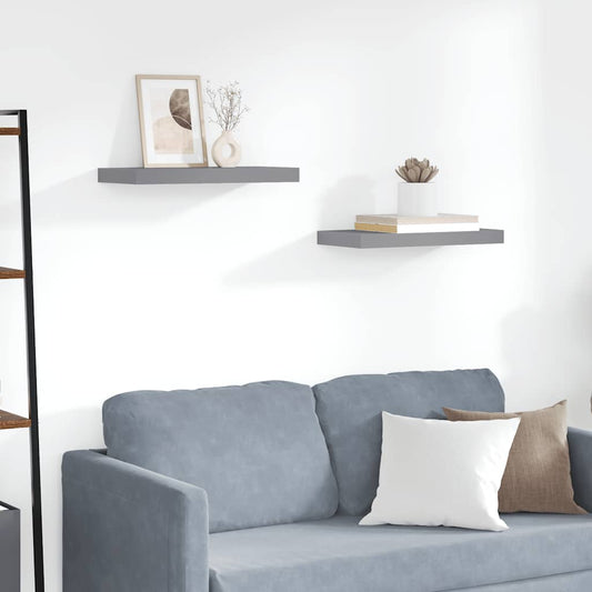Scaffali a Parete 2 pz Grigi 50x23,5x3,8 cm in MDF | homemem39