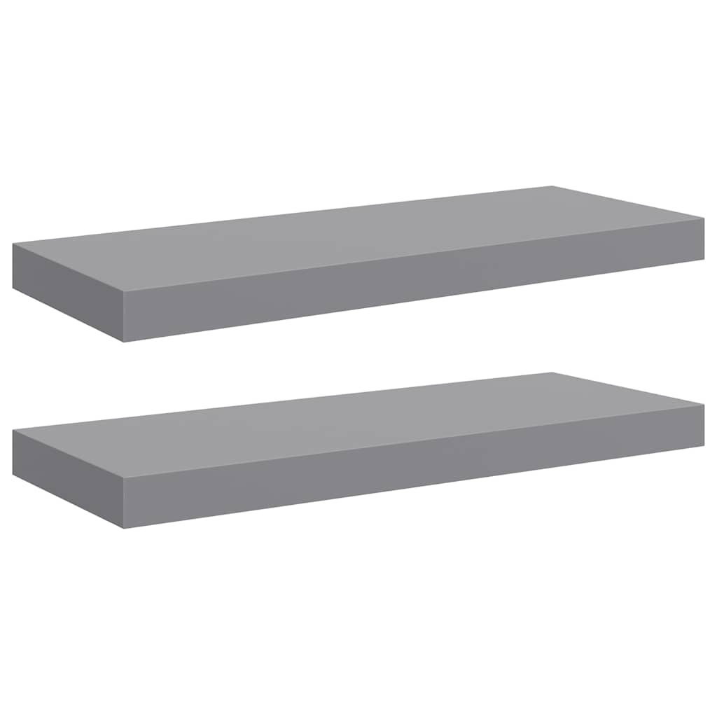Scaffali a Parete 2 pz Grigi 60x23,5x3,8 cm in MDF