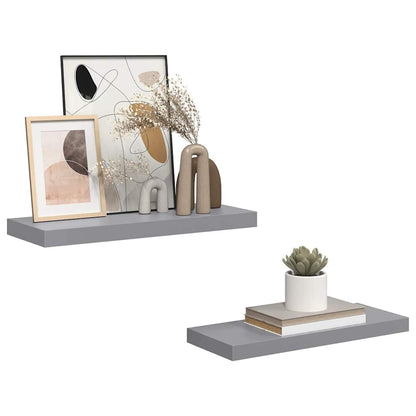 Scaffali a Parete 2 pz Grigi 60x23,5x3,8 cm in MDF | homemem39