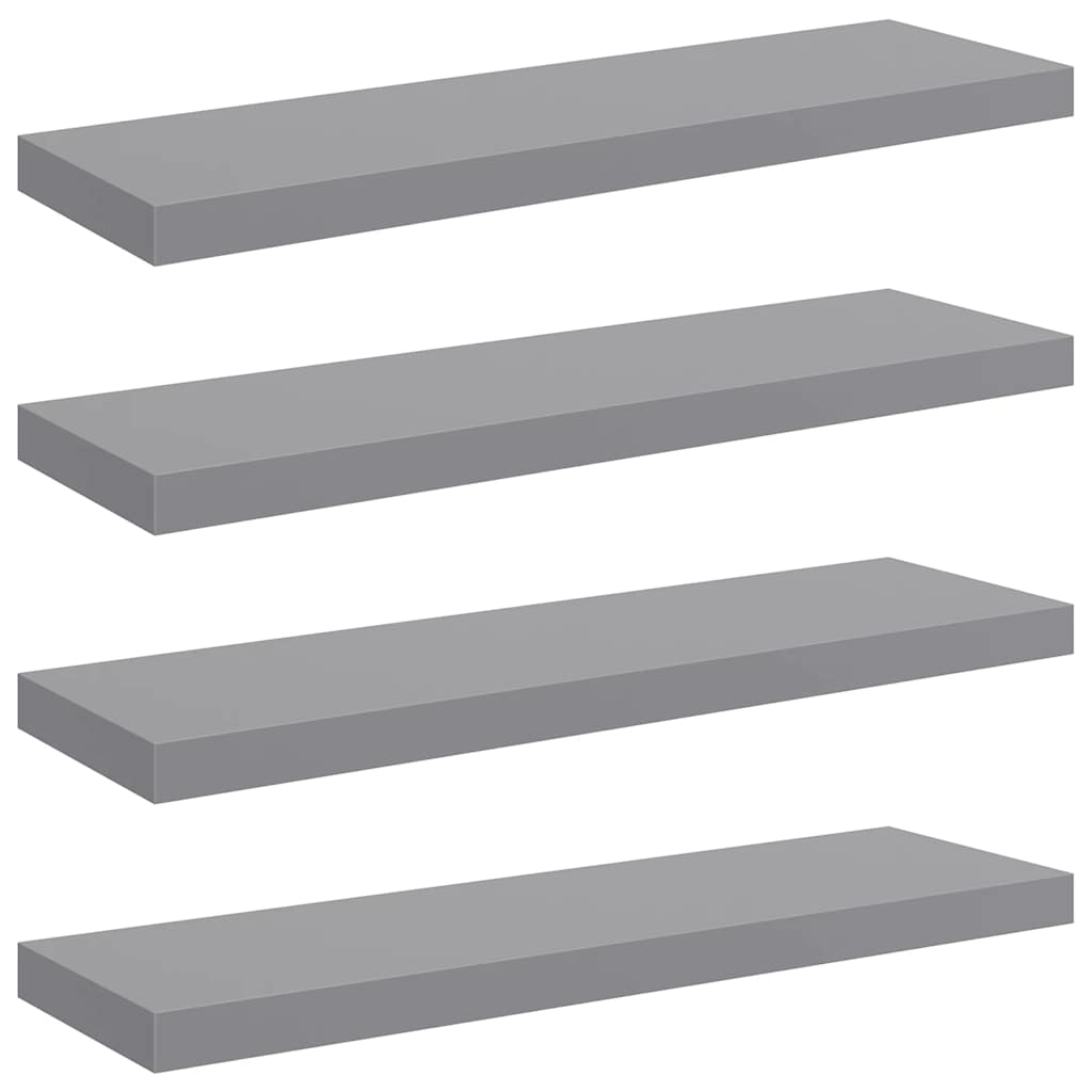 Scaffali a Parete 4 pz Grigi 80x23,5x3,8 cm in MDF | homemem39